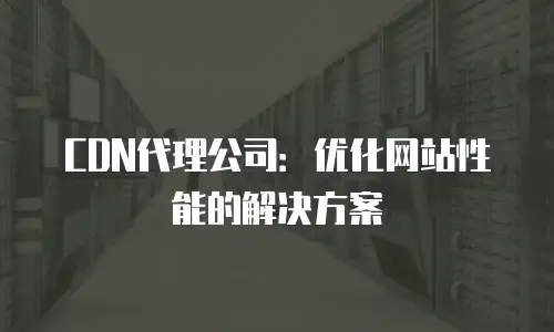 CDN代理公司：优化网站性能的解决方案