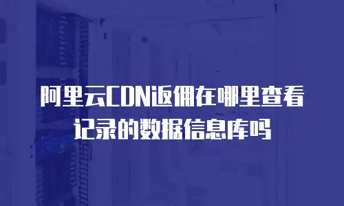 阿里云CDN返佣在哪里查看记录的数据信息库吗