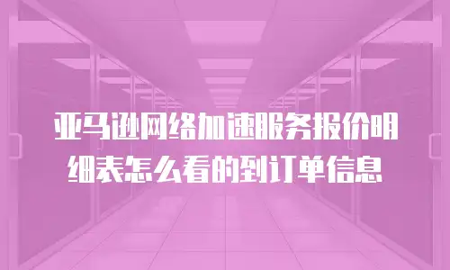 亚马逊网络加速服务报价明细表怎么看的到订单信息