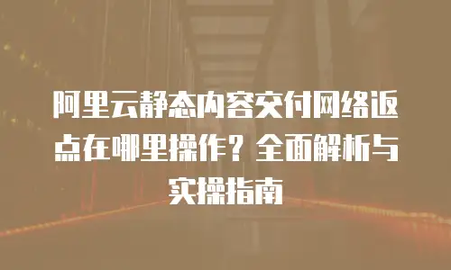 阿里云静态内容交付网络返点在哪里操作？全面解析与实操指南