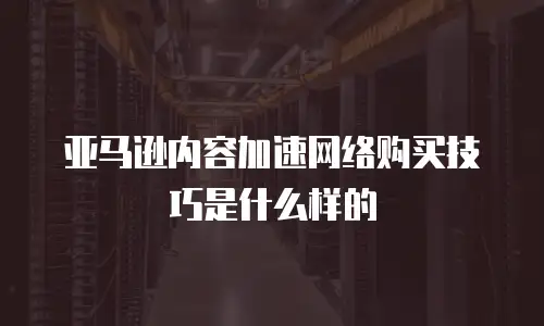亚马逊内容加速网络购买技巧是什么样的