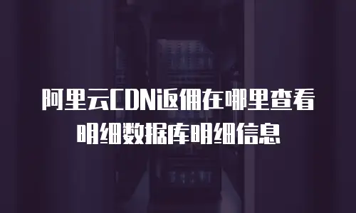 阿里云CDN返佣在哪里查看明细数据库明细信息