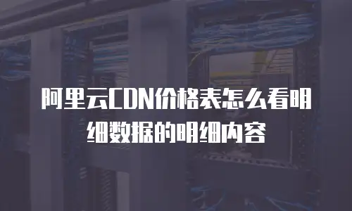 阿里云CDN价格表怎么看明细数据的明细内容
