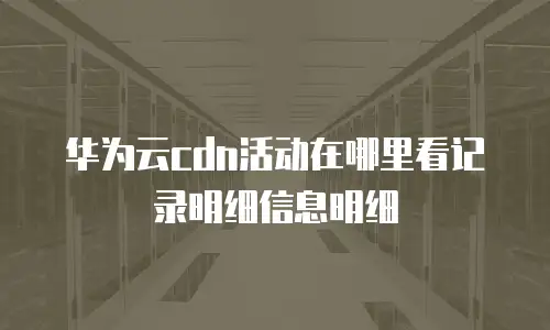 华为云cdn活动在哪里看记录明细信息明细