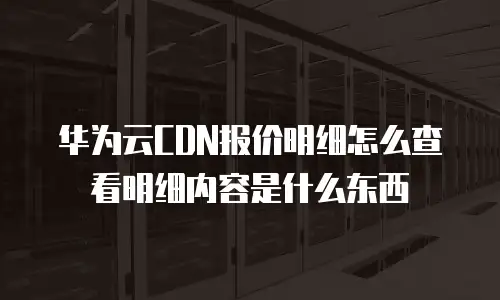华为云CDN报价明细怎么查看明细内容是什么东西