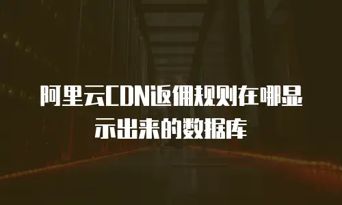 阿里云CDN返佣规则在哪显示出来的数据库