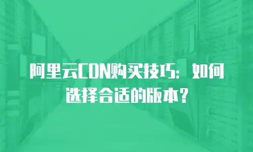 阿里云CDN购买技巧：如何选择合适的版本？