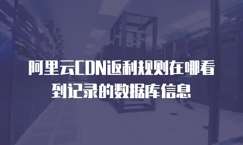 阿里云CDN返利规则在哪看到记录的数据库信息