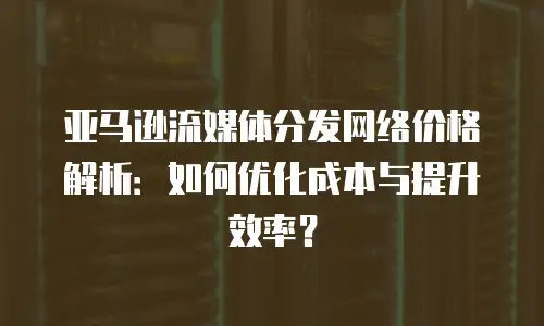 亚马逊流媒体分发网络价格解析：如何优化成本与提升效率？