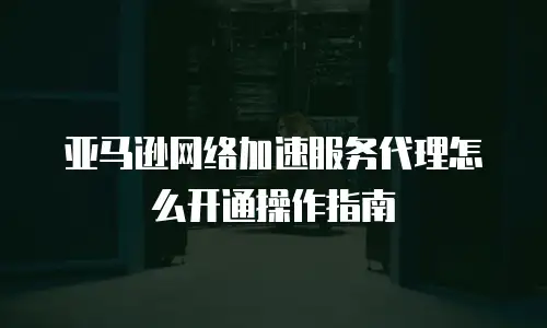 亚马逊网络加速服务代理怎么开通操作指南