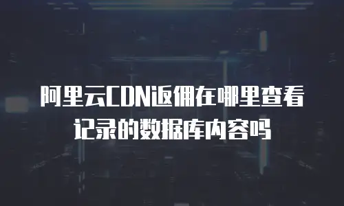 阿里云CDN返佣在哪里查看记录的数据库内容吗