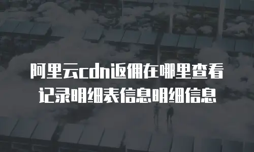 阿里云cdn返佣在哪里查看记录明细表信息明细信息