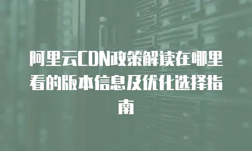 阿里云CDN政策解读在哪里看的版本信息及优化选择指南