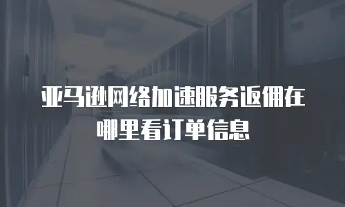 亚马逊网络加速服务返佣在哪里看订单信息
