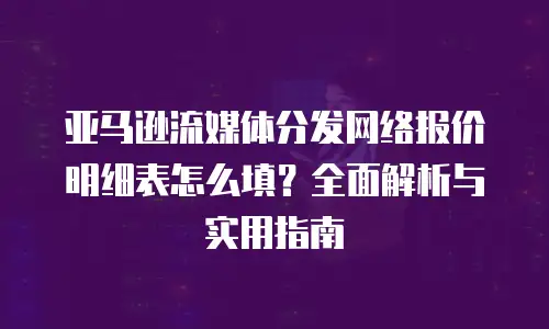 亚马逊流媒体分发网络报价明细表怎么填？全面解析与实用指南