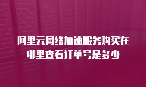 阿里云网络加速服务购买在哪里查看订单号是多少