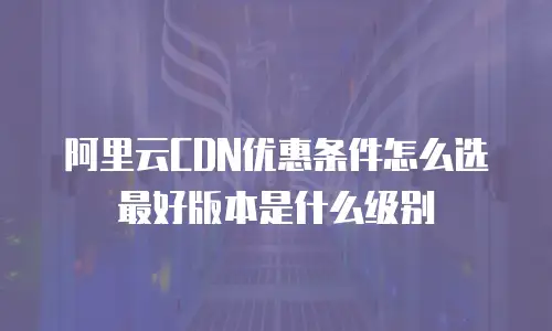 阿里云CDN优惠条件怎么选最好版本是什么级别