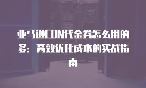 亚马逊CDN代金券怎么用的多：高效优化成本的实战指南