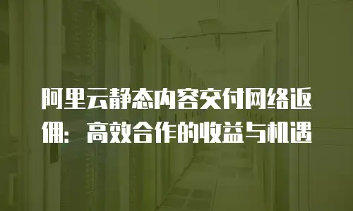 阿里云静态内容交付网络返佣：高效合作的收益与机遇