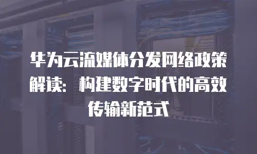 华为云流媒体分发网络政策解读：构建数字时代的高效传输新范式