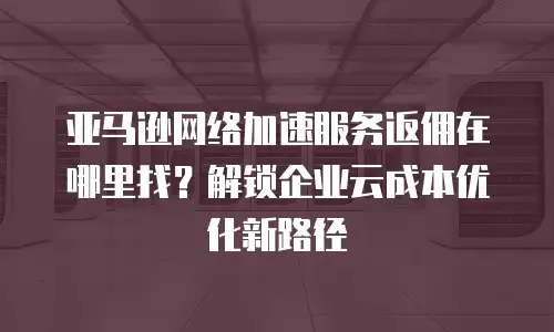 亚马逊网络加速服务返佣在哪里找？解锁企业云成本优化新路径