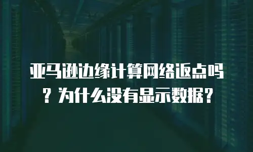 亚马逊边缘计算网络返点吗？为什么没有显示数据？