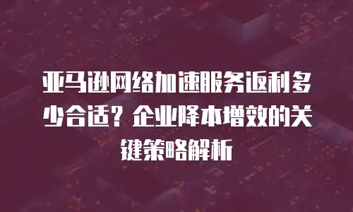 亚马逊网络加速服务返利多少合适？企业降本增效的关键策略解析