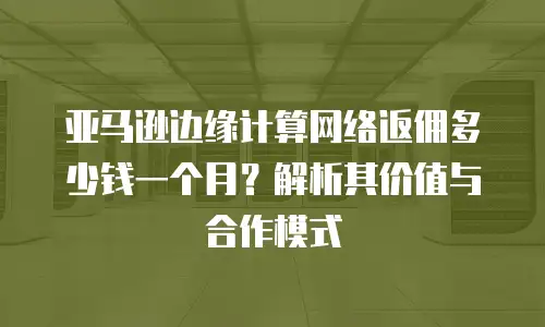 亚马逊边缘计算网络返佣多少钱一个月？解析其价值与合作模式
