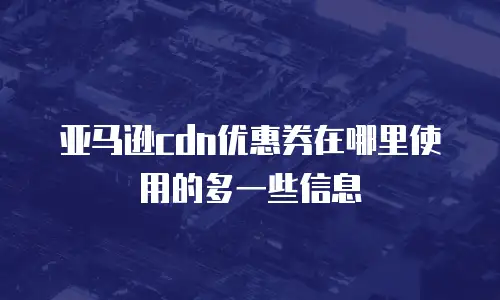 亚马逊cdn优惠券在哪里使用的多一些信息