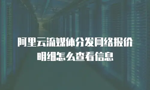 阿里云流媒体分发网络报价明细怎么查看信息