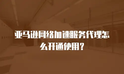 亚马逊网络加速服务代理怎么开通使用？
