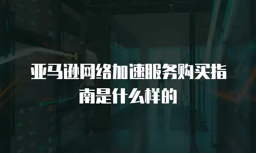 亚马逊网络加速服务购买指南是什么样的