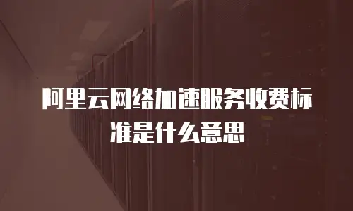 阿里云网络加速服务收费标准是什么意思