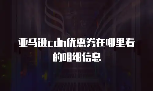 亚马逊cdn优惠券在哪里看的明细信息