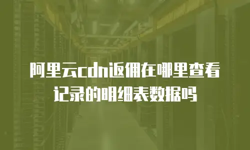 阿里云cdn返佣在哪里查看记录的明细表数据吗