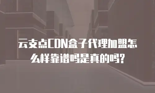 云支点CDN盒子代理加盟怎么样靠谱吗是真的吗?
