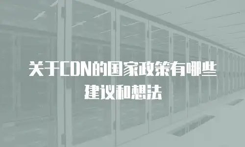 关于CDN的国家政策有哪些建议和想法