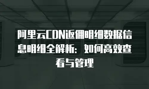 阿里云CDN返佣明细数据信息明细全解析：如何高效查看与管理
