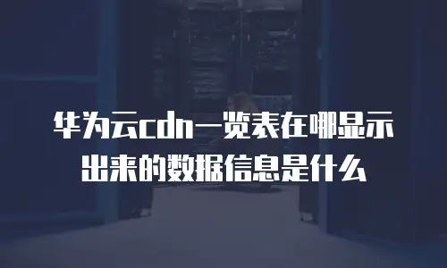 华为云cdn一览表在哪显示出来的数据信息是什么