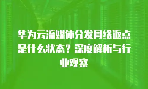 华为云流媒体分发网络返点是什么状态？深度解析与行业观察