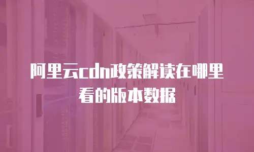 阿里云cdn政策解读在哪里看的版本数据