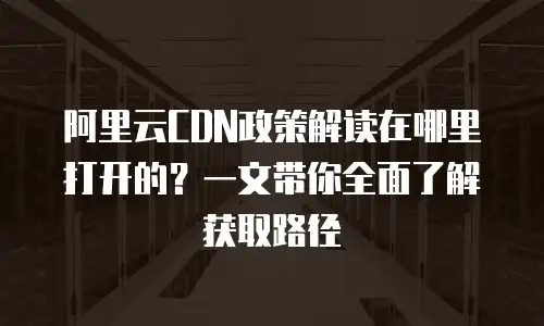 阿里云CDN政策解读在哪里打开的？一文带你全面了解获取路径