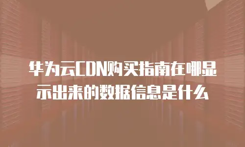 华为云CDN购买指南在哪显示出来的数据信息是什么