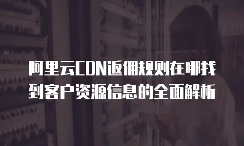 阿里云CDN返佣规则在哪找到客户资源信息的全面解析