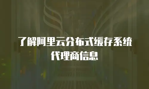 了解阿里云分布式缓存系统代理商信息