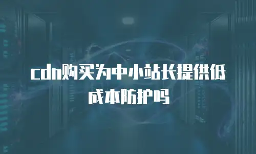 cdn购买为中小站长提供低成本防护吗
