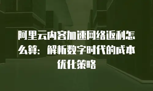 阿里云内容加速网络返利怎么算：解析数字时代的成本优化策略