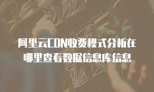阿里云CDN收费模式分析在哪里查看数据信息库信息