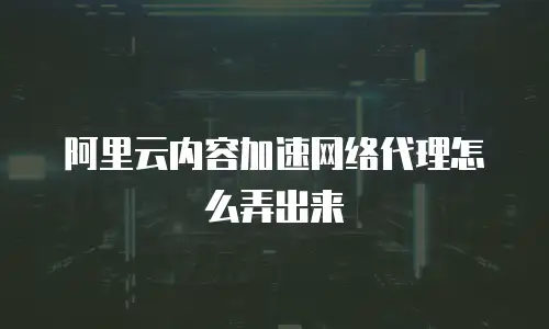 阿里云内容加速网络代理怎么弄出来