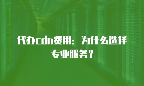 代办cdn费用：为什么选择专业服务？